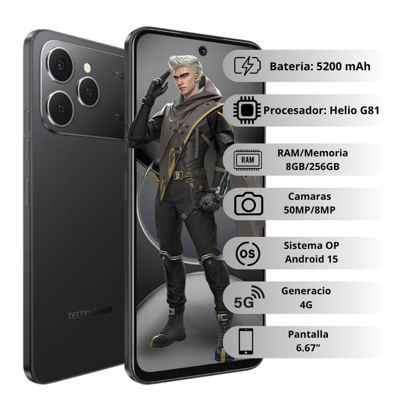Celular Tecno Spark 40 256GB/8GB - Negro