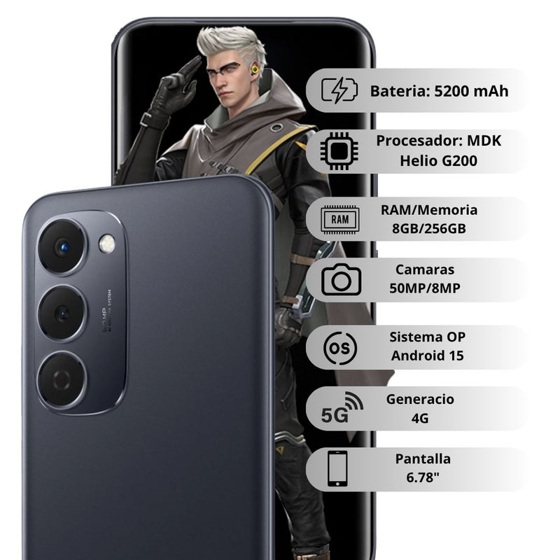 Celular Tecno Spark 40 Pro+  256GB/8GB - Negro