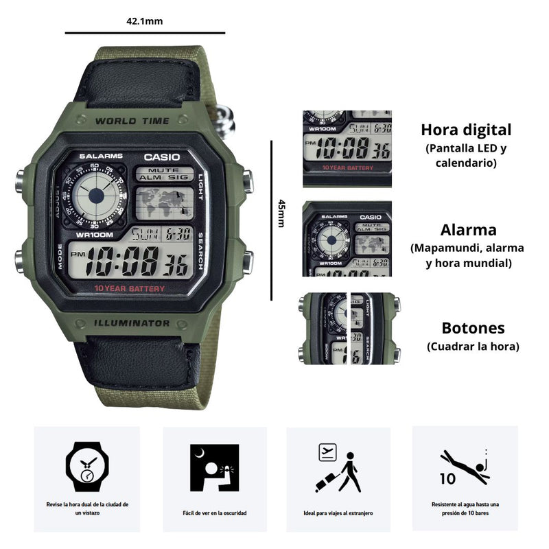 Reloj Casio Referencia AE-1200WHB-3B Diseño Deportivo