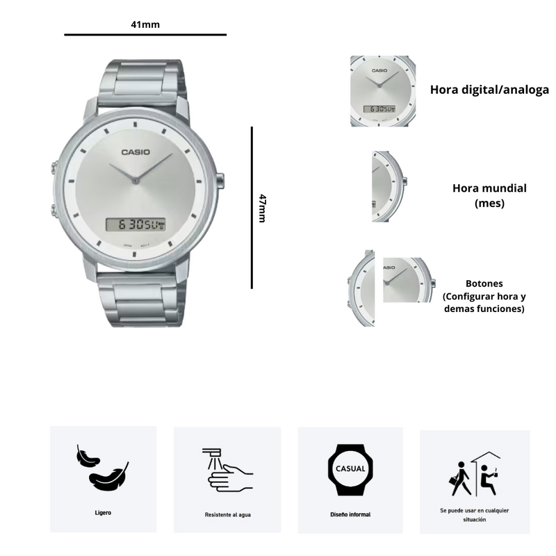Reloj Casio MTP-B200D-7E Diseño Casual