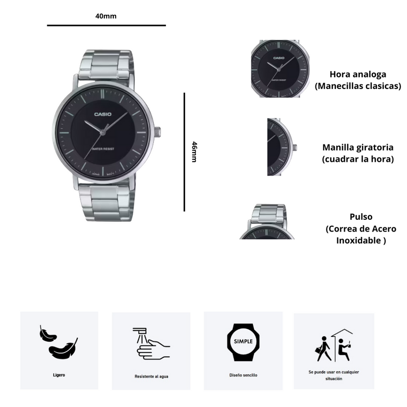 Reloj Casio MTP-VT04D-1E Diseño Sencillo