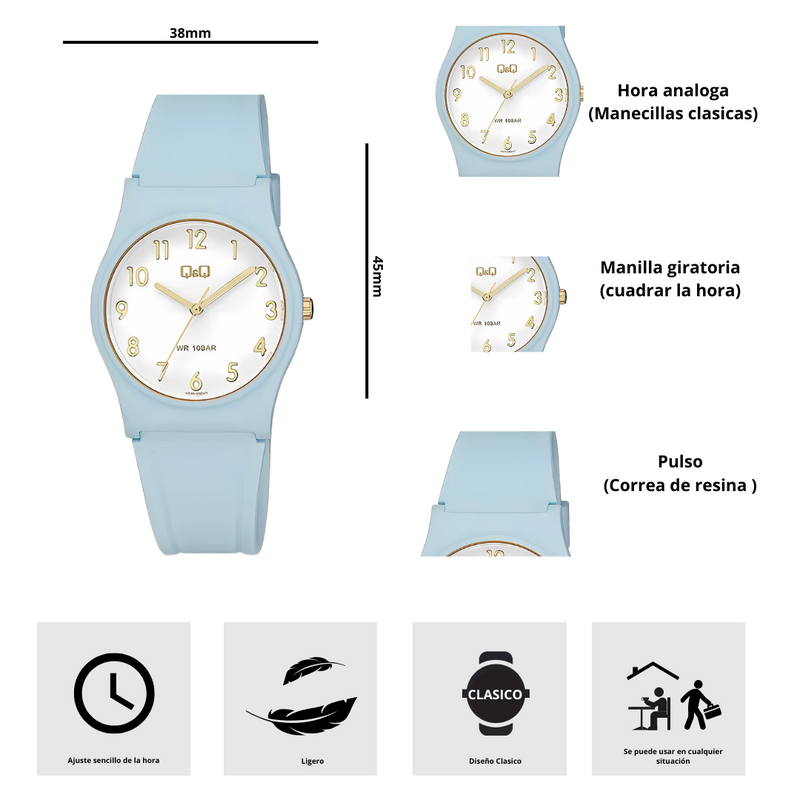 Reloj Q&Q V27A-002VY Diseño Clasico