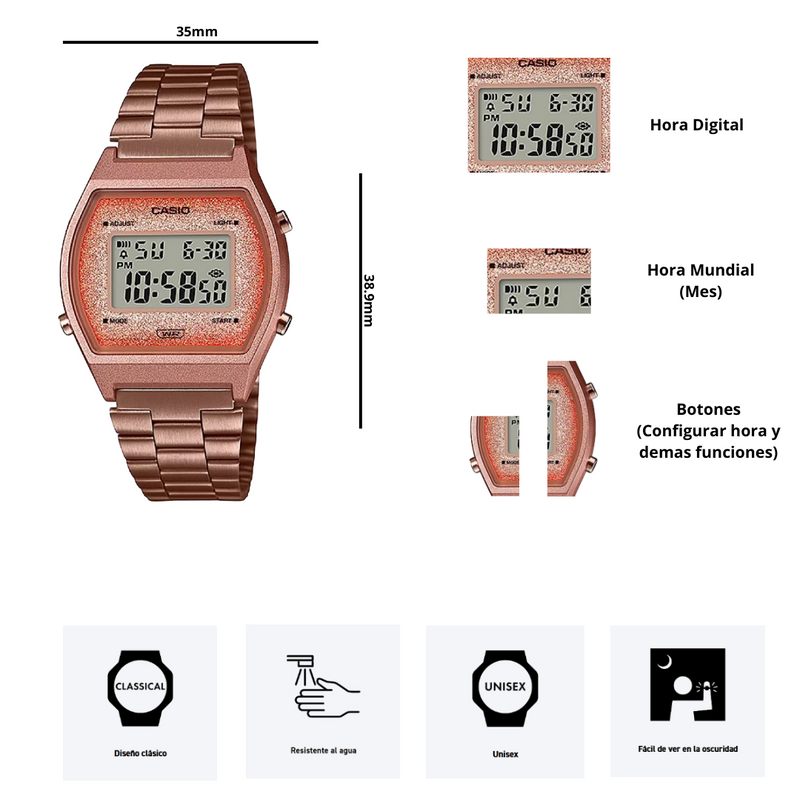 Reloj Casio B640WCG-5 Diseño Casual