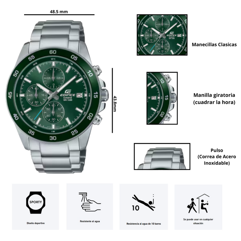 Reloj Casio Edifice EFR-526D-3AV Cronografo Diseño Deportivo