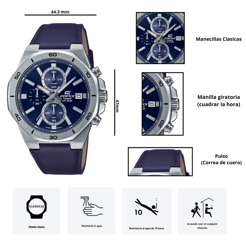 Reloj Casio Edifice EFV-640L-2AV Cronógrafo Diseño Deportivo