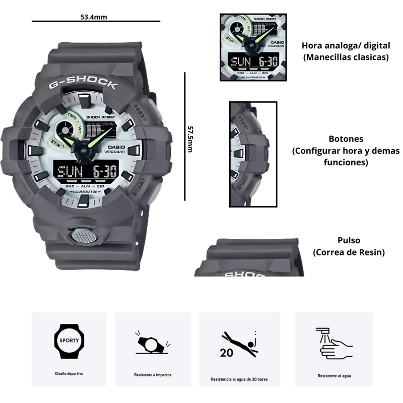 Reloj Casio G-SHOCK GA-700HD-8A Diseño Deportivo
