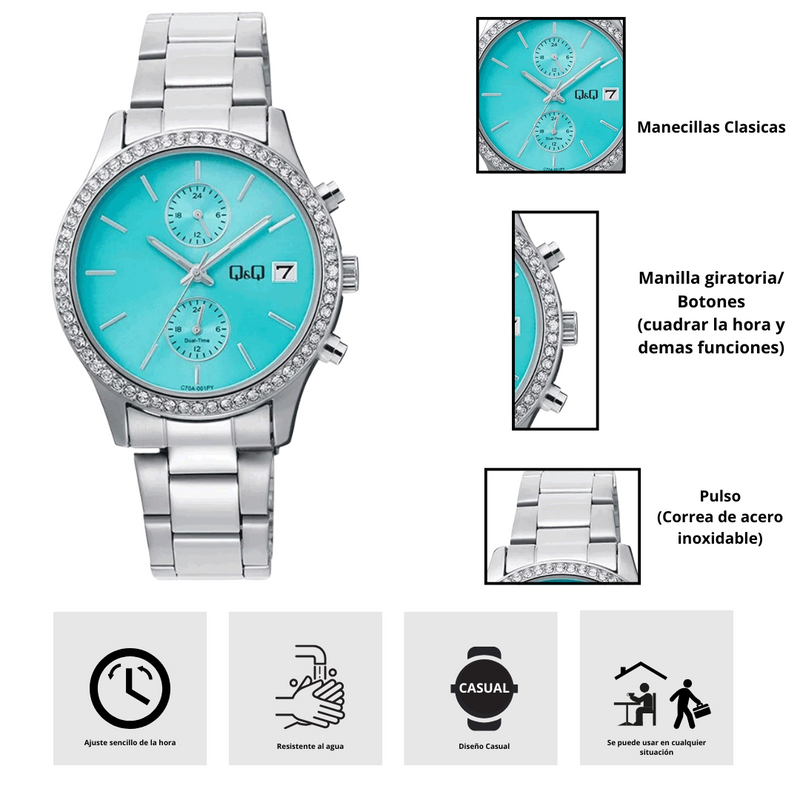 Reloj Q&Q C70A-001PY Diseño Elegante