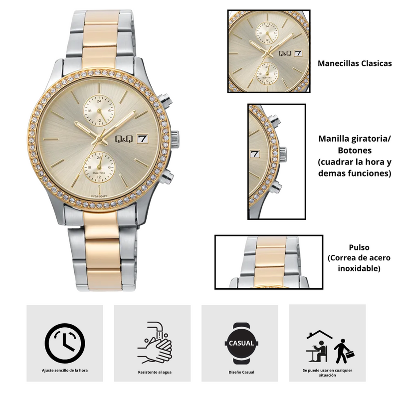 Reloj Q&Q C70A-004PY Diseño Elegante