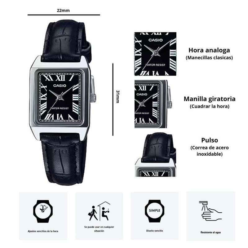 Reloj Casio Referencia LTP-V007L-1B Diseño Casual