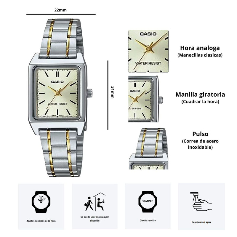Reloj Casio Modelo LTP-V007SG-9E Diseño Elegante