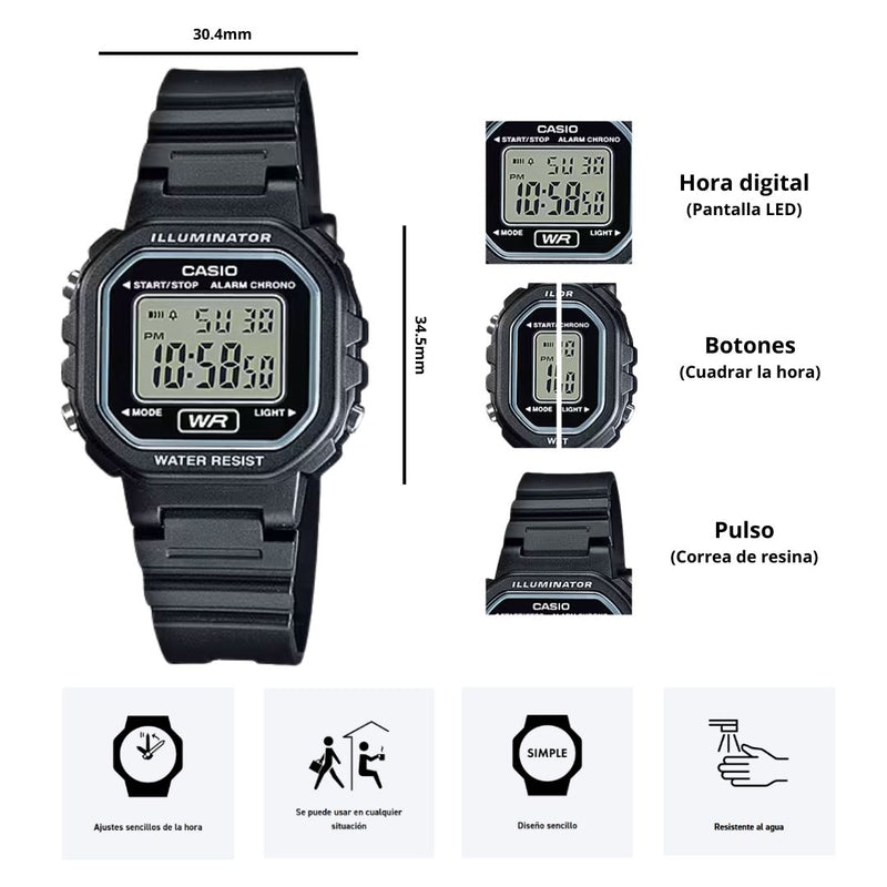Reloj Casio Modelo LA-20WH-1A Diseño Deportivo