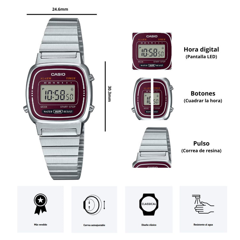 Reloj Casio Modelo LA-670WA-4D Diseño Vintage