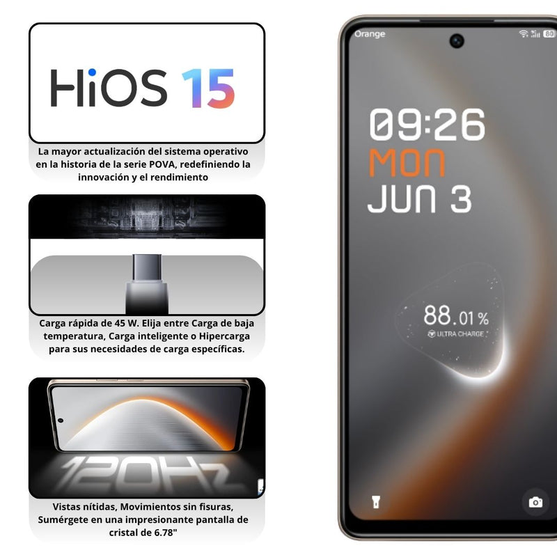 Celular Tecno POVA 7 256GB/8GB - Negro