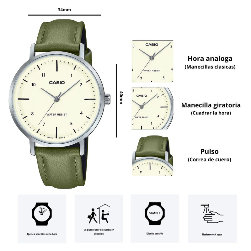Reloj Casio Modelo LTP-VT03L-3B Diseño Elegante