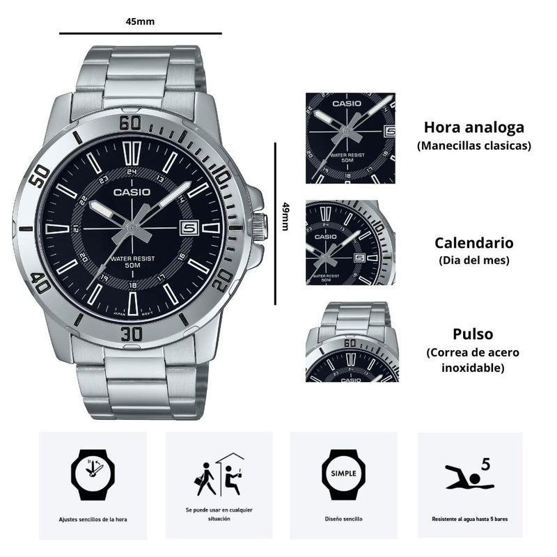 Reloj Casio Modelo MTP-VD01D-1C Diseño Elegante