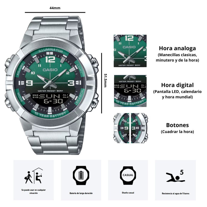 Reloj Casio AMW-870DA-3A Análogo/digital - Elegante