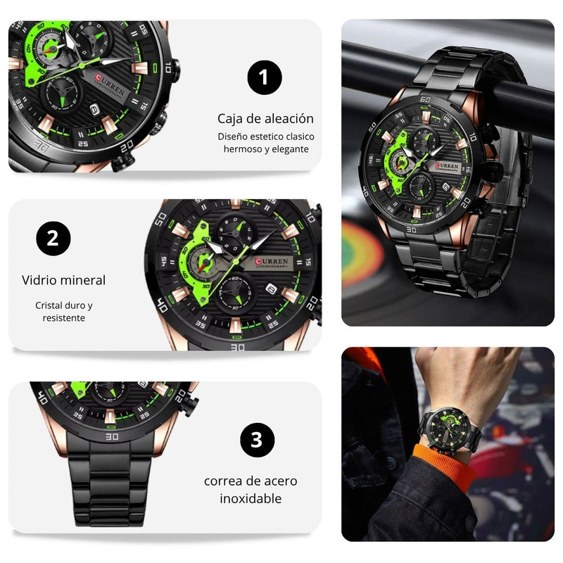 Reloj CURREN Cronografo 8402 Para Hombre - Negro