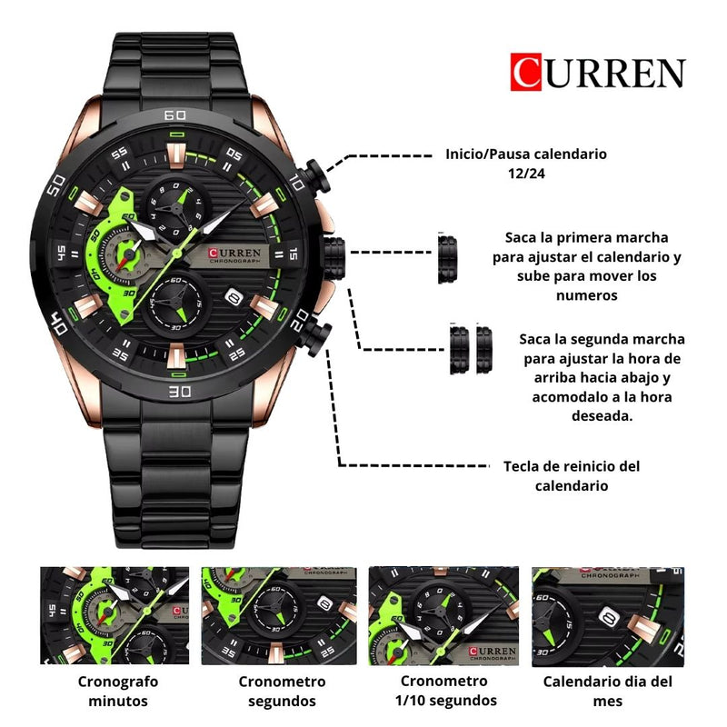Reloj CURREN Cronografo 8402 Para Hombre - Negro