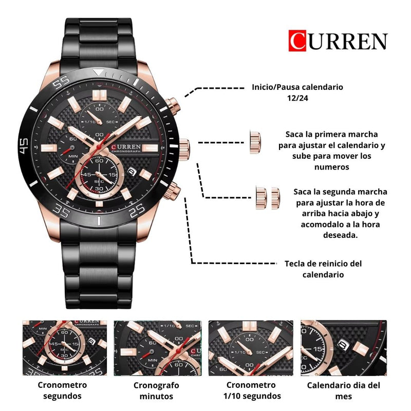 Reloj CURREN Cronografo 8417 Para Hombre - Negro