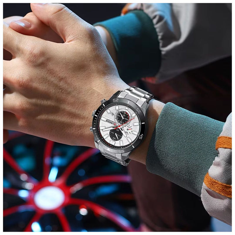 Reloj CURREN Cronografo 8417 Para Hombre - Plateado