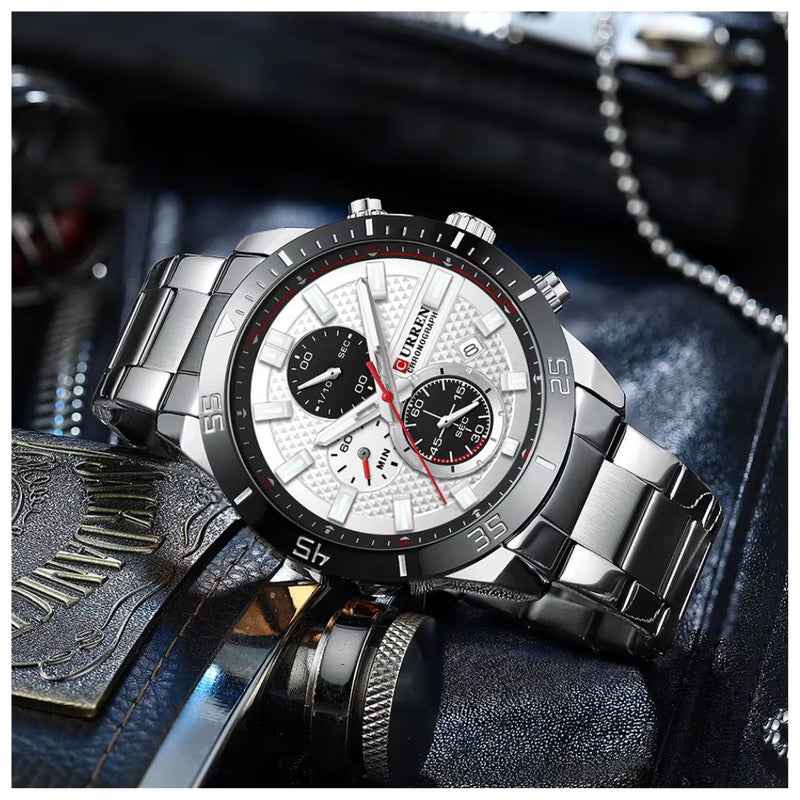 Reloj CURREN Cronografo 8417 Para Hombre - Plateado