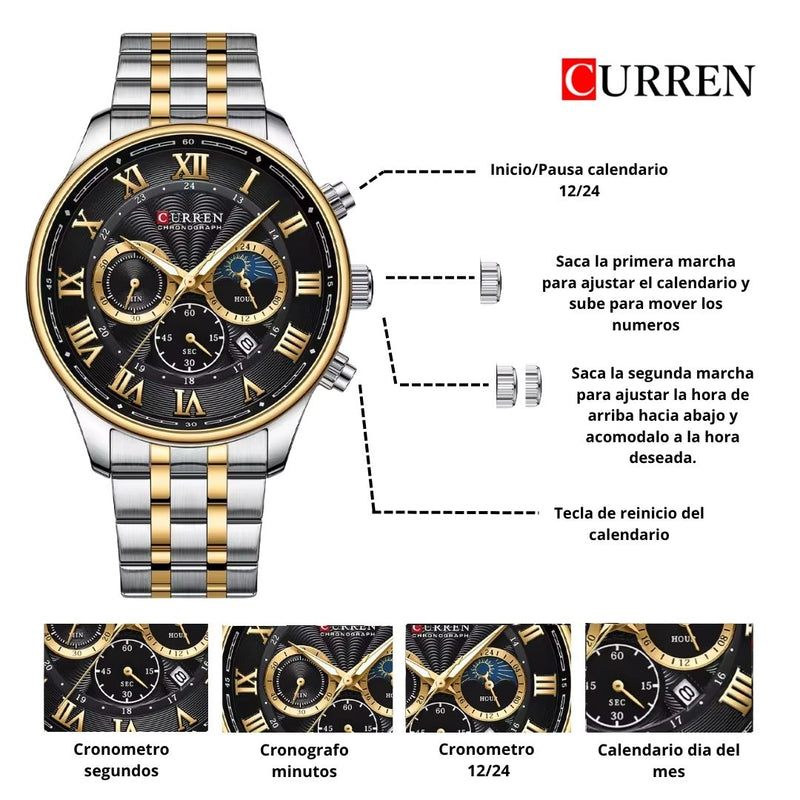 Reloj CURREN 8427 Cronógrafo Para Hombre - Bicolor