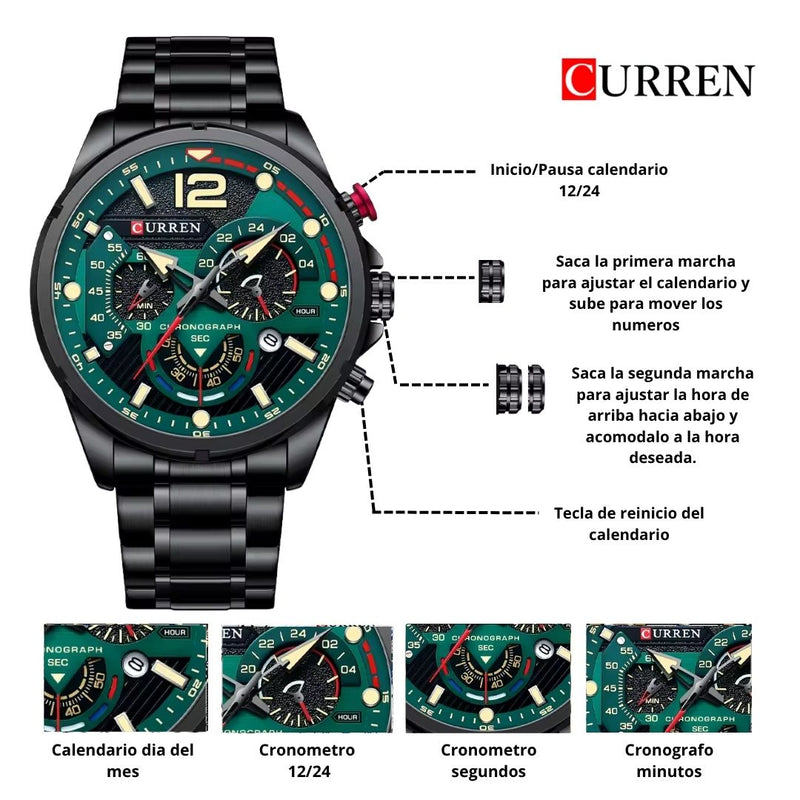 Reloj CURREN 8395 Cronógrafo Para Hombre - Pavonado