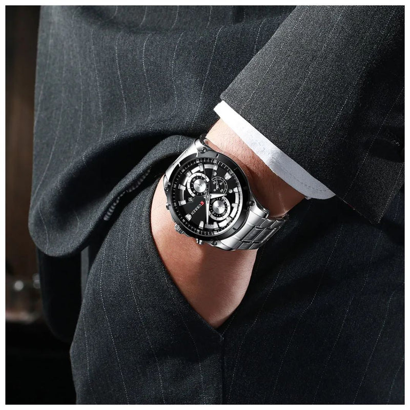 Reloj CURREN 8360 Cronógrafo Para Hombre - Plateado
