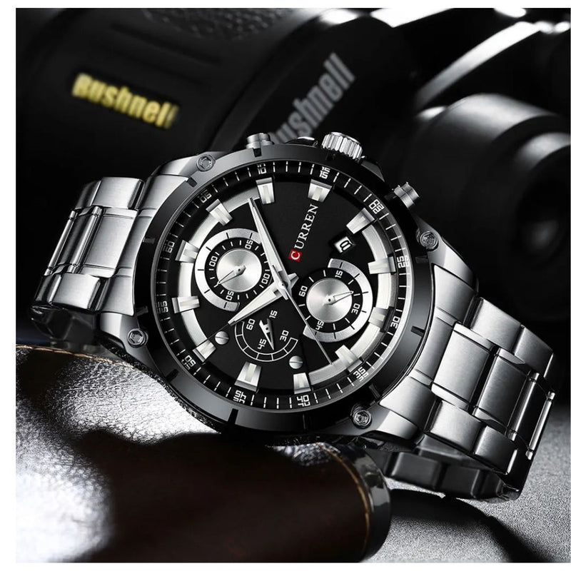 Reloj CURREN 8360 Cronógrafo Para Hombre - Plateado