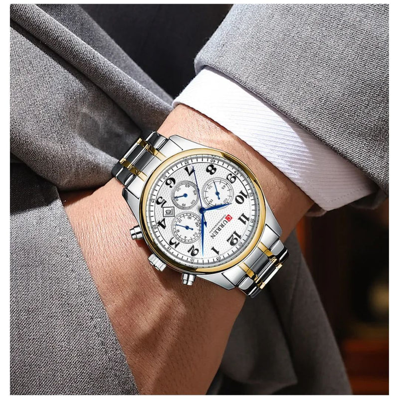Reloj CURREN Cronografo 8466 Para Hombre - Blanco Bicolor