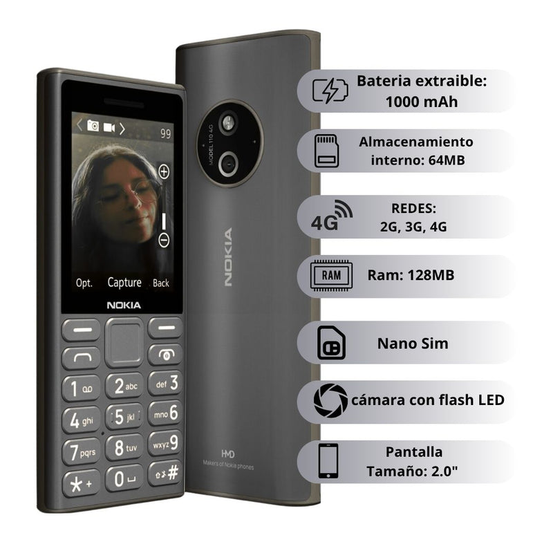 Celular Nokia 110 2024 4G - Titanium