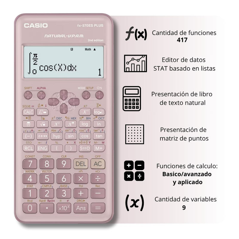 Calculadora científica FX-570ES PLUS 2nd - Rosa