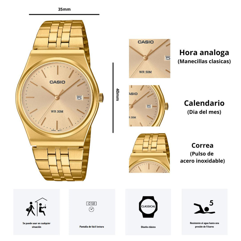 Reloj Casio Modelo MTP-B145G-9A Diseño Clasico