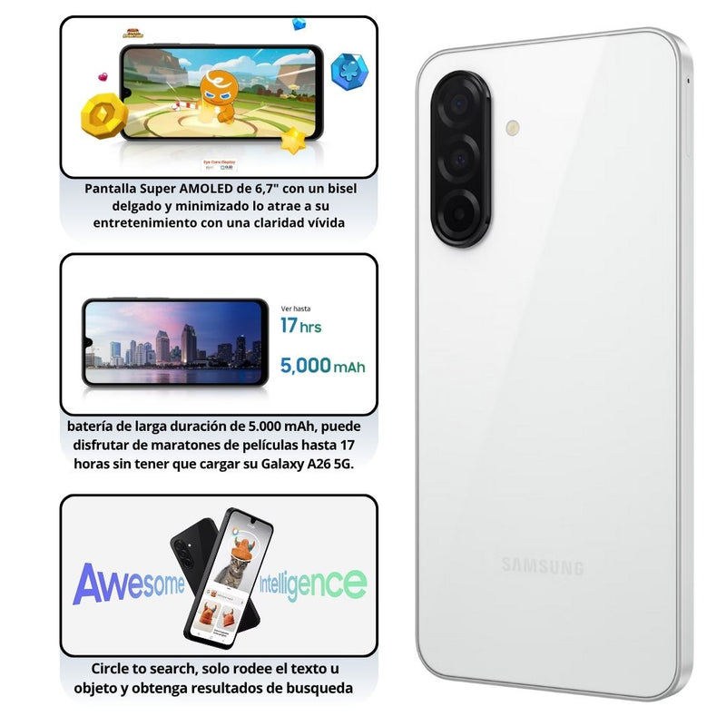 Samsung Galaxy A26 5G De 256GB/8GB RAM - Blanco
