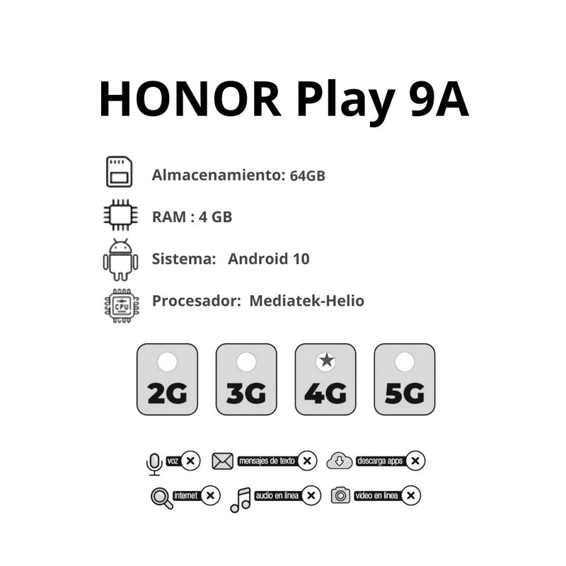 Celular HONOR Play 9A 64GB 4GB RAM -Azul