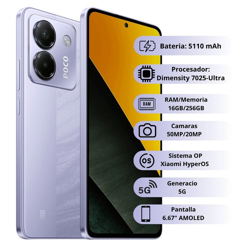 Celular Xiaomi POCO M7 PRO 5G 256GB/12GB - Morado