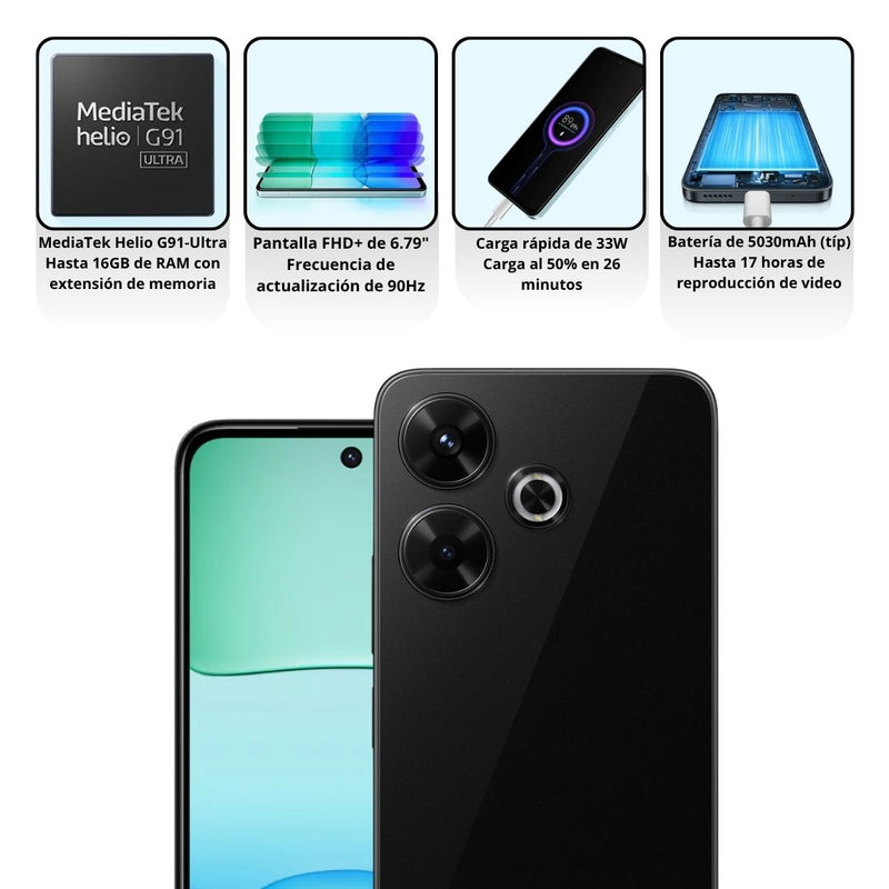 Celular Xiaomi Redmi 13 4G 256GB/8GB RAM - Negro