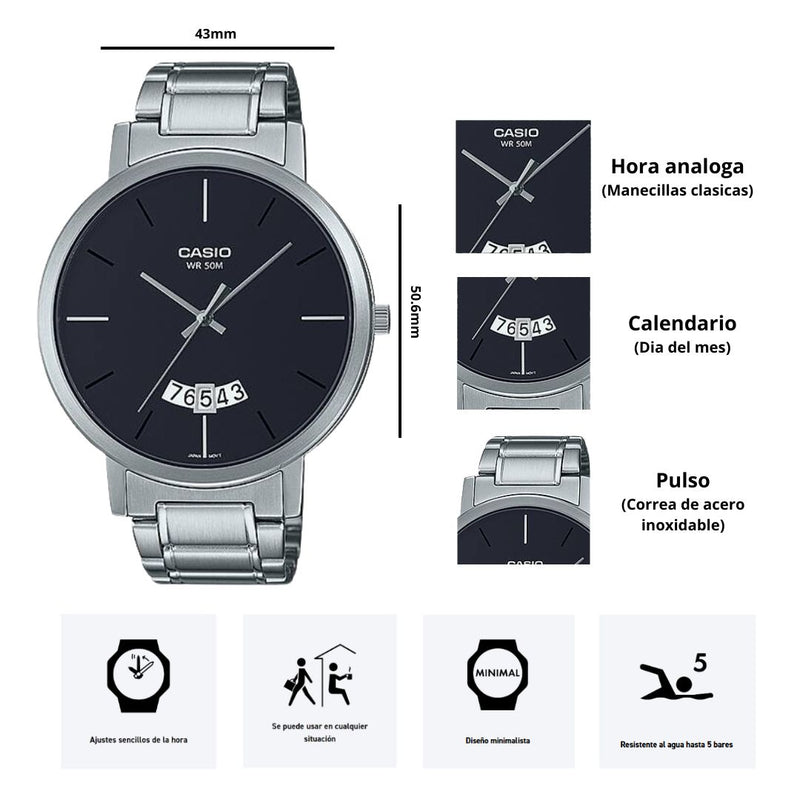 Reloj Casio Modelo MTP-B100D-1E Diseño Elegante