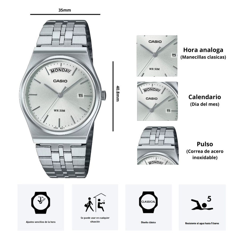 Reloj Casio Modelo MTP-B146D-7A Diseño Clasico