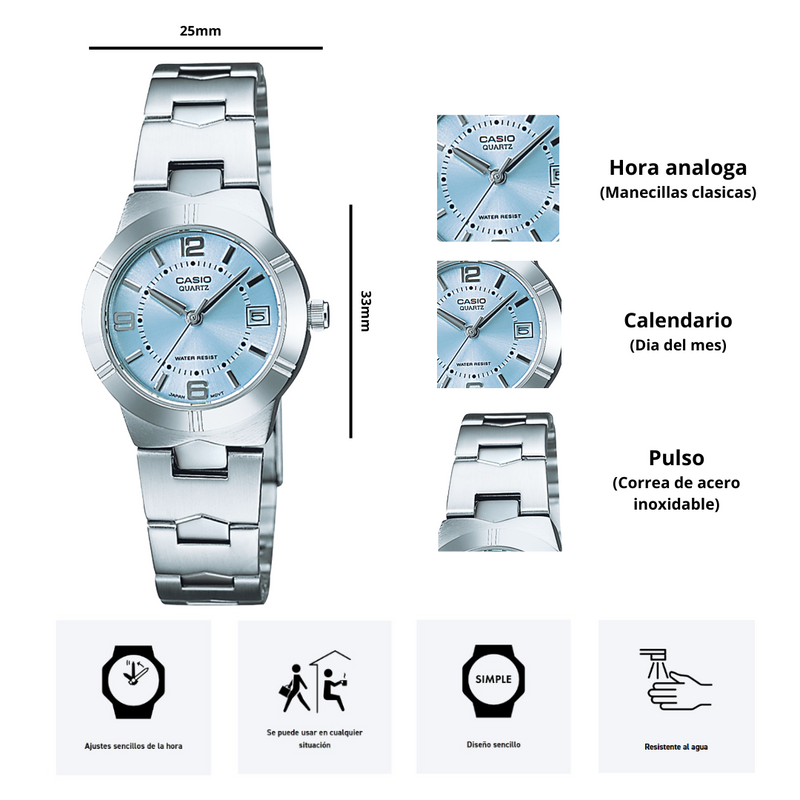 Reloj Casio Modelo LTP-1241D-2A Diseño Elegante