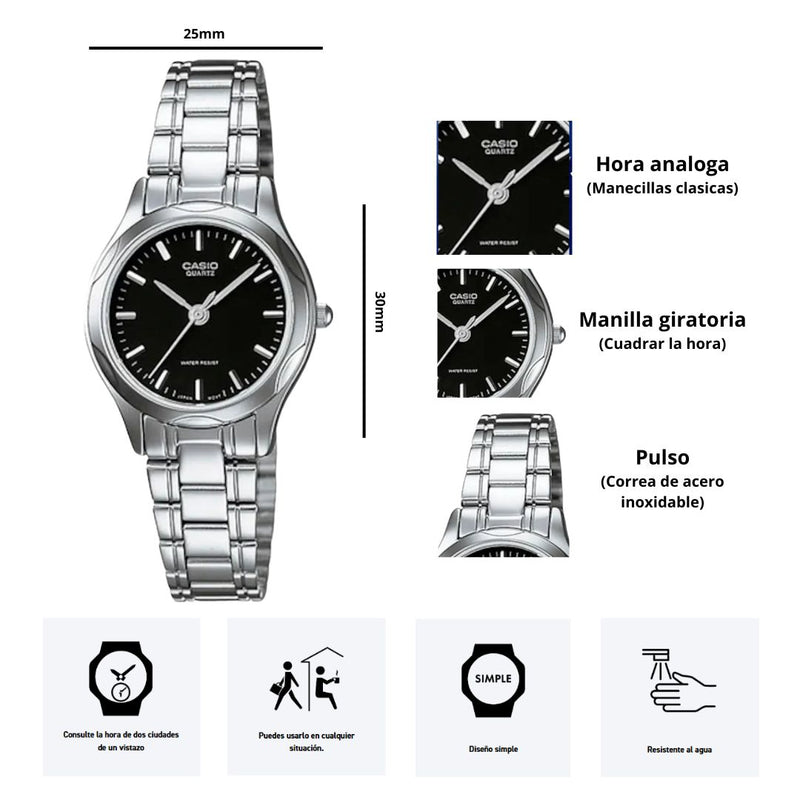 Reloj Casio Modelo LTP-1275D-1A Diseño Elegante