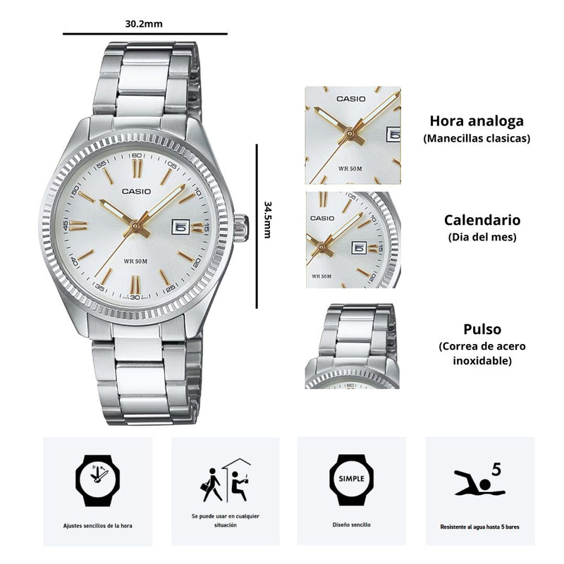 Reloj Casio Referencia LTP-1302D-7A2 Diseño Elegante