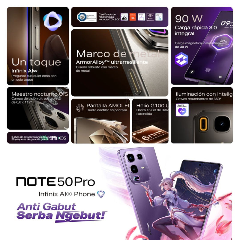 Celular INFINIX Note 50 Pro 256GB/8GB RAM - Morado