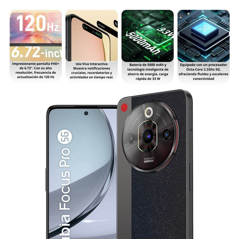 Celular ZTE Nubia Focus Pro 5G 256GB/20GB - Negro