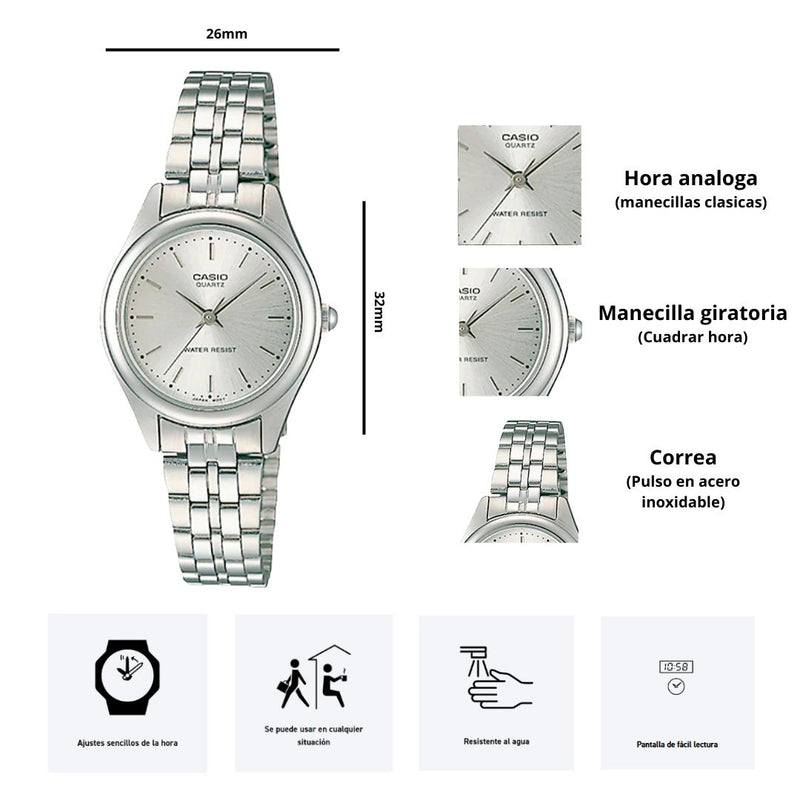 Reloj Casio Modelo LTP-1129A-7A Diseño Elegante