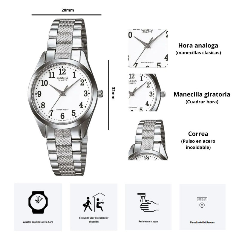 Reloj Casio Modelo LTP-1274D-7B Diseño Elegante