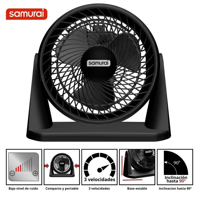 Ventilador Samurai Compact Force 3 En 1 - Negro