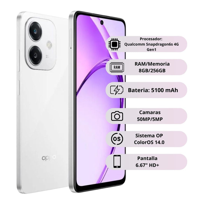 Celular OPPO A60 256GB/8GB RAM - Blanco