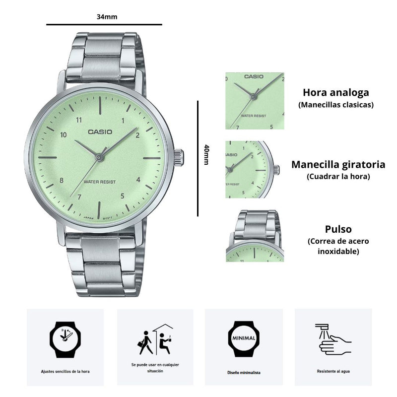 Reloj Casio Modelo LTP-VT03D-3B Diseño Elegante