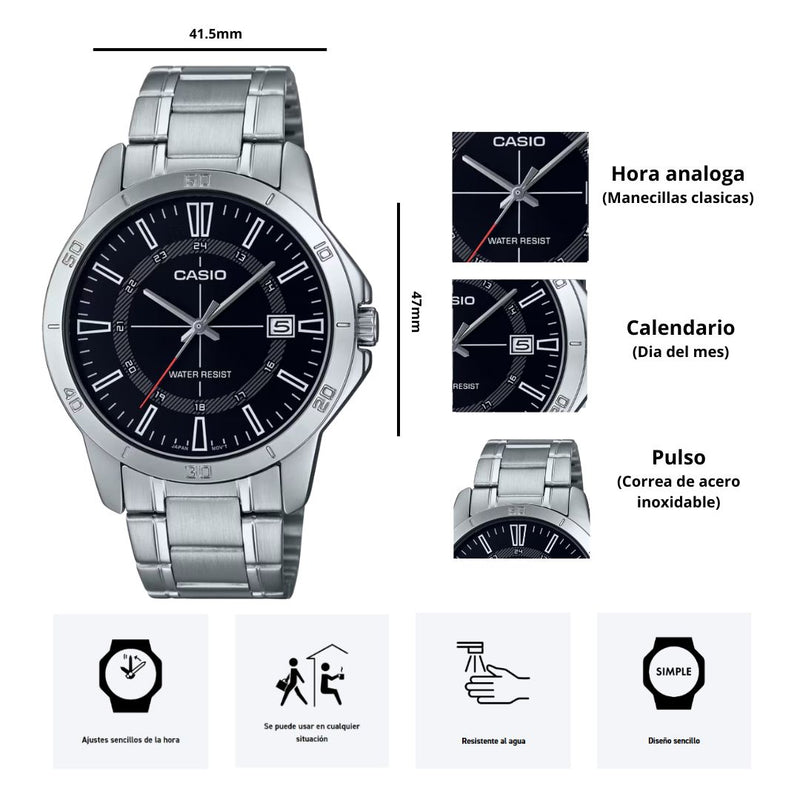 Reloj Casio Referencia MTP-V004D-1C Diseño Elegante
